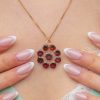 Queen Anne Georgian 9ct Gold Flat-Cut Garnet Cluster Pendant - Image 3