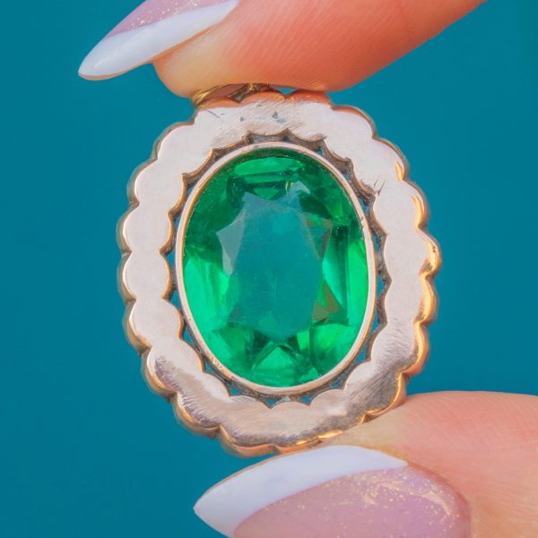 Georgian Black Dot & Green Paste Cluster Pendant - Image 5
