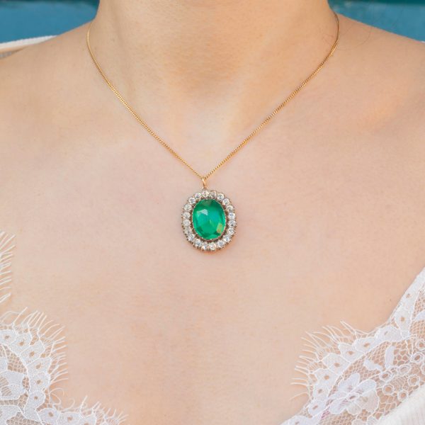 Georgian Black Dot & Green Paste Cluster Pendant - Image 2