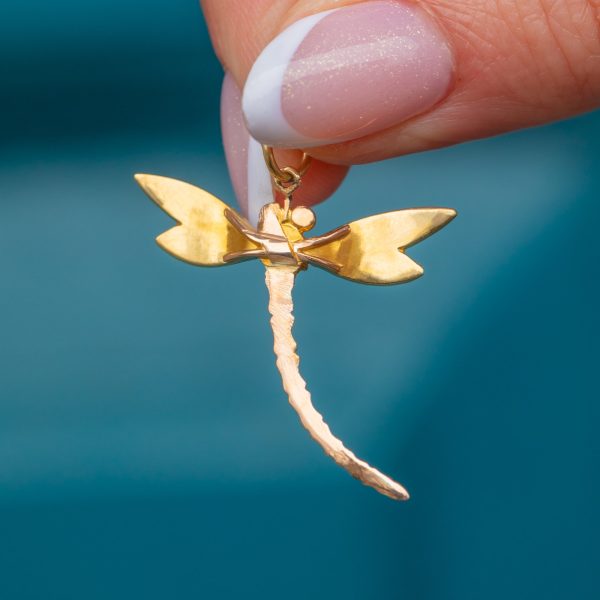 Victorian 18ct Gold Sapphire Pearl Dragonfly Pendant - Image 4