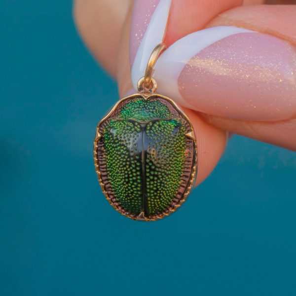Victorian 9ct Gold Scarab Beetle Pendant