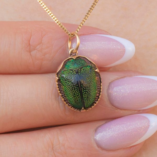 Victorian 9ct Gold Scarab Beetle Pendant - Image 3