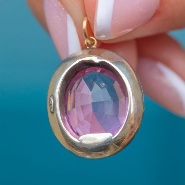 Edwardian Silver Pink Paste Cluster Pendant - Image 4