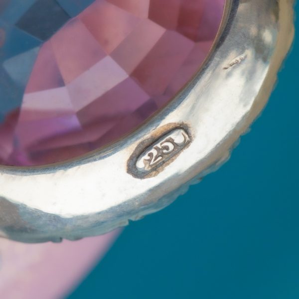 Edwardian Silver Pink Paste Cluster Pendant - Image 5
