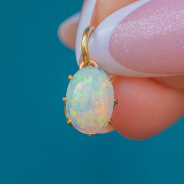 Antique 18ct Gold Opal Cabochon Charm, 0.70ct