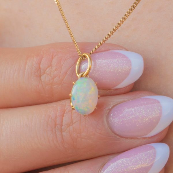 Antique 18ct Gold Opal Cabochon Charm, 0.70ct - Image 3