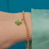 9ct Gold Double Belcher Bracelet, Four Leaf Clover Charm - Image 7