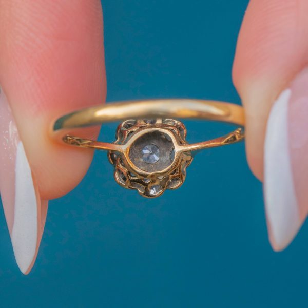 Antique 18ct Gold Diamond Daisy Cluster Ring, 0.36ct - Image 6