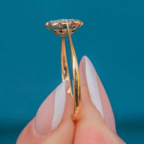 Antique 18ct Gold Diamond Daisy Cluster Ring, 0.36ct - Image 5