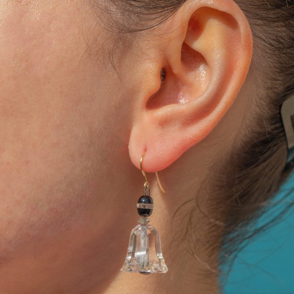 Art Deco Rock Crystal Bell Drop Earrings - Image 3