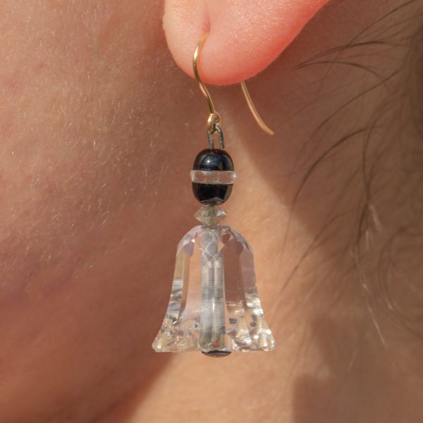 Art Deco Rock Crystal Bell Drop Earrings - Image 2
