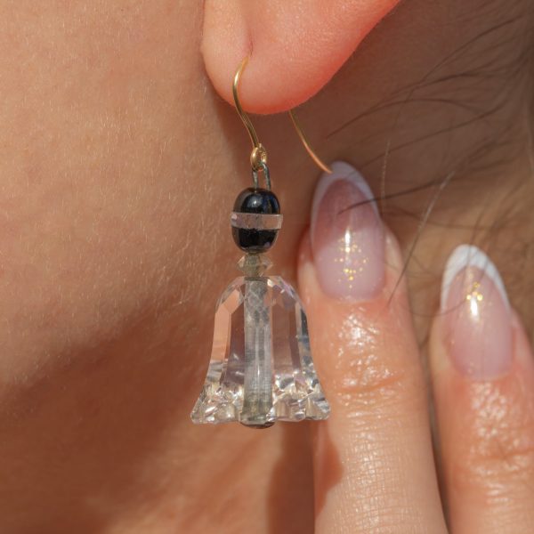 Art Deco Rock Crystal Bell Drop Earrings - Image 5