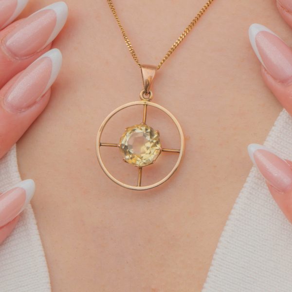 Antique 9ct Gold Citrine Pendant, 4.32ct - Image 5
