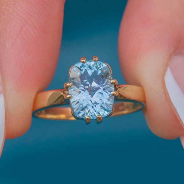 9ct Gold Blue Topaz Solitaire Ring, 1.30ct