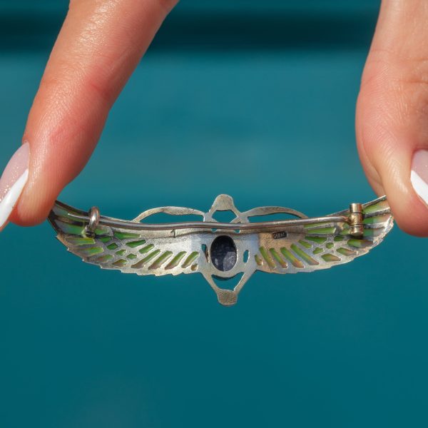 Egyptian Revival Plique-A-Jour Scarab Beetle Brooch - Image 2