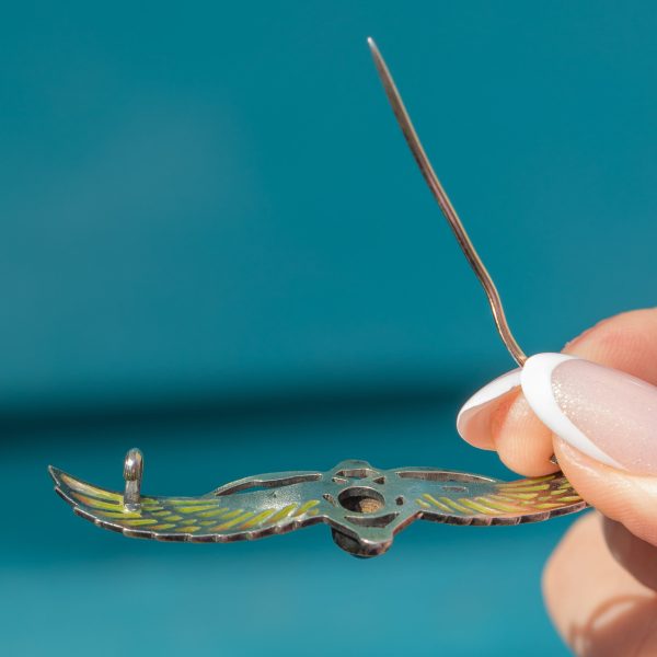 Egyptian Revival Plique-A-Jour Scarab Beetle Brooch - Image 6