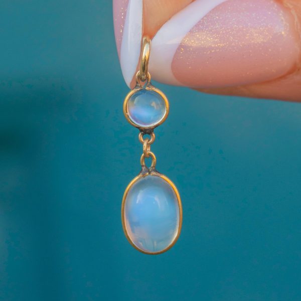 Antique 9ct Gold Moonstone Drop Pendant