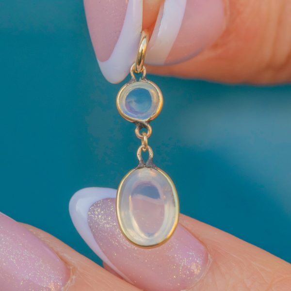 Antique 9ct Gold Moonstone Drop Pendant - Image 3
