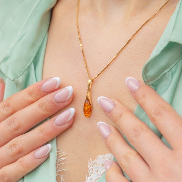 9ct Gold Amber Drop Charm - Image 2
