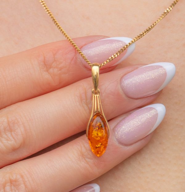 9ct Gold Amber Drop Charm - Image 3